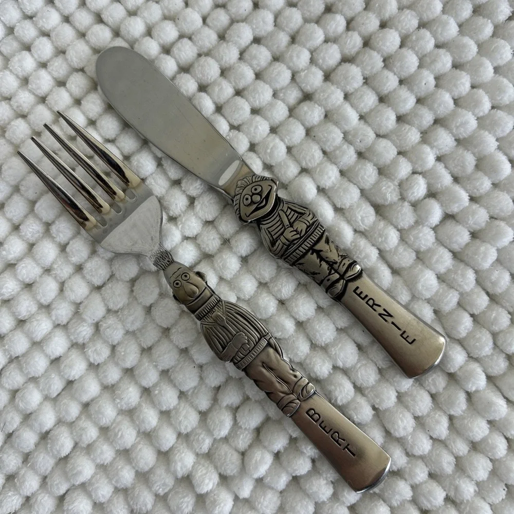 SESAME STREET 2 Pc Childs Set Gorham Japan Stainless‎ Flatware Muppets